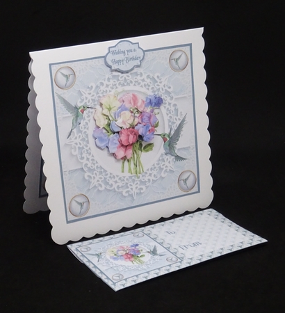 Humminng bird and sweet peas money enevelope by Joan Prince