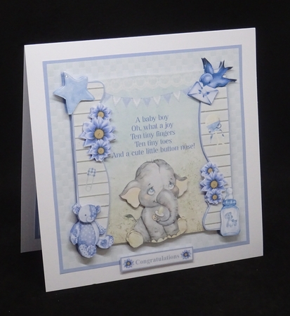 Baby Boy Elephant Decoupage Mini Kit by Joan Prince