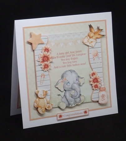 Baby Girl Elephant Decoupage Mini Kit by Joan Prince