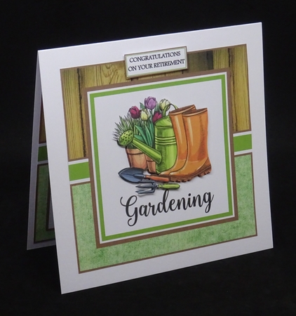 7x7 More time for Gardening Card Front, Tag & Decoupage Layer with sentiments by Joan Prince