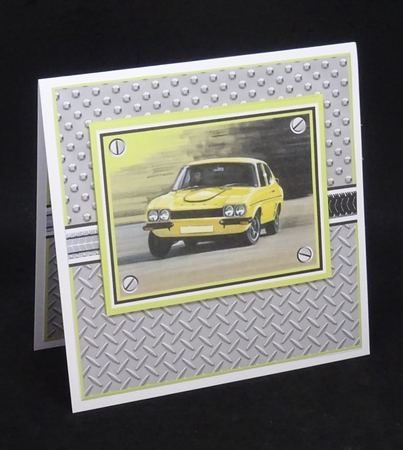 8X8 Yellow Sports Car Blank Insert by Joan Prince