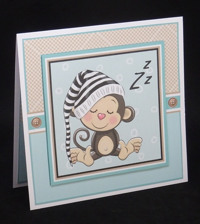8x8 Little Sleepy Monkey Blank Insert  by Joan Prince