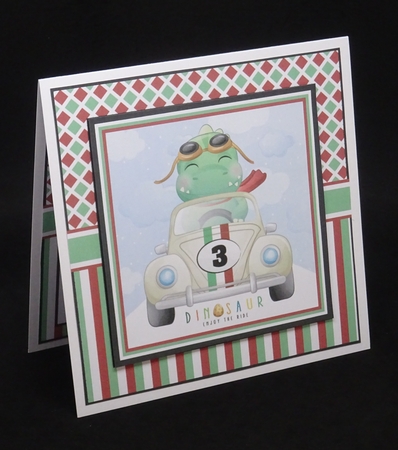8X8 Enjoy the ride Dinosaur Card Front, Tag & Sentiments by Joan Prince
