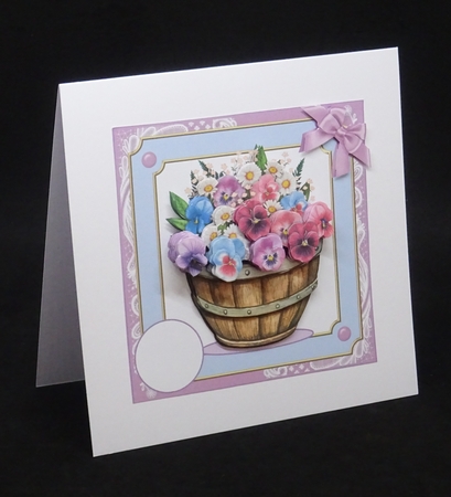 Bucket of flowers purple and Blue by Joan Prince