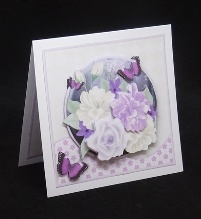 Lilac and Cream Posy - Decoupage Card Mini Kit by Joan Prince