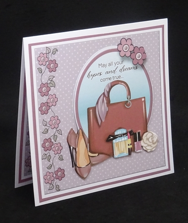 8x8 Burgundy Passion Handbag Card Front with Sentiments   by Joan Prince