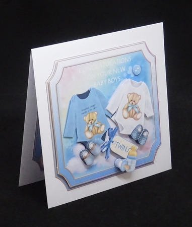 New Twin Baby Boys with Teddies by Joan Prince