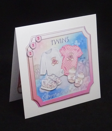 New Twin Baby Girls with Teddies by Joan Prince
