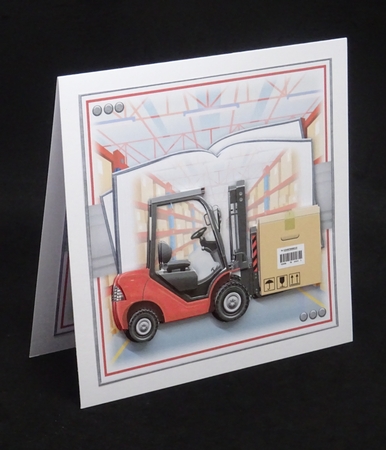 Red Forklift Truck Open Book by Joan Prince