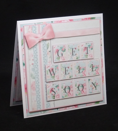 Get Well Soon 7.5 Inch Card Front with Decoupage and Insert by Joan Prince