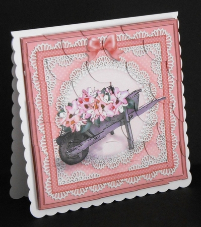 8 x 8 Flower Filled Wheelbarrow Kit with Scalloped Corners by Joan Prince