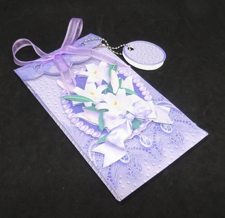 Lilac Floral Lace and Pearls, Gift Envelope with 3 Decoupage by Joan Prince