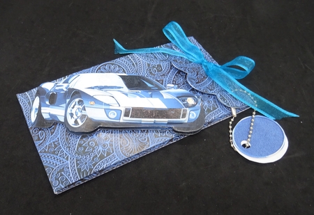 Periwinkle Blue Paisley Gift Card Money Envelope by Joan Prince