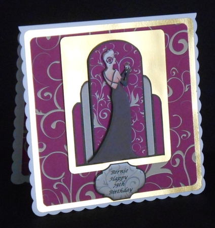 Art Deco Lady Easel Card Kit in Burgundy by Joan Prince