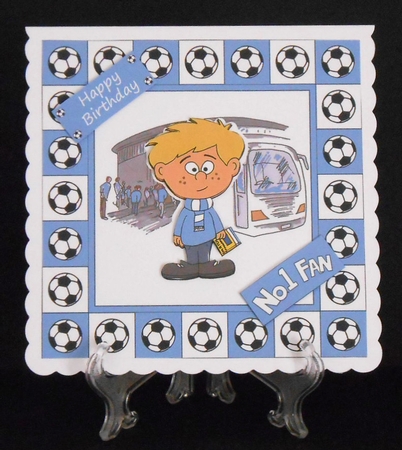 Little Football Fan (sky Blue & White) - 8in x 8in by Joan Prince