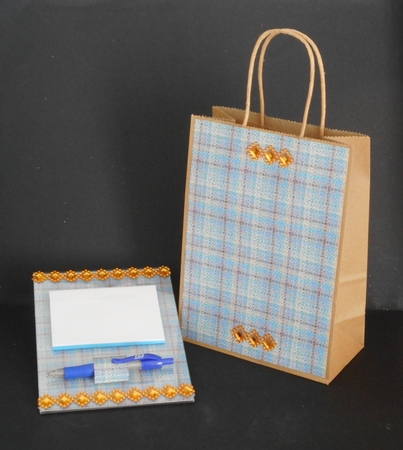 Turquoise Tartan Tweed Fabric A4 Backing Paper by Joan Prince