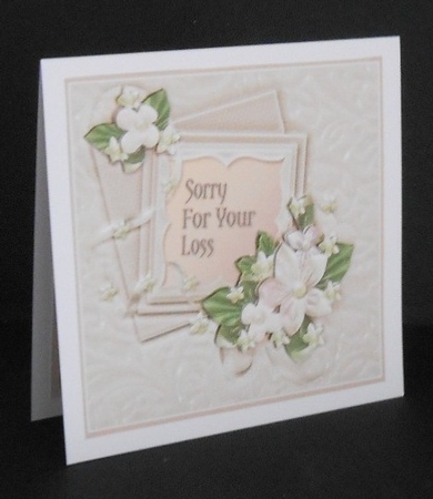 Cream Ceramic Floral Sympathy - 8in x 8in Decoupage by Joan Prince