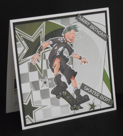 Skater Dude Green 8x8 Quick Card by Joan Prince