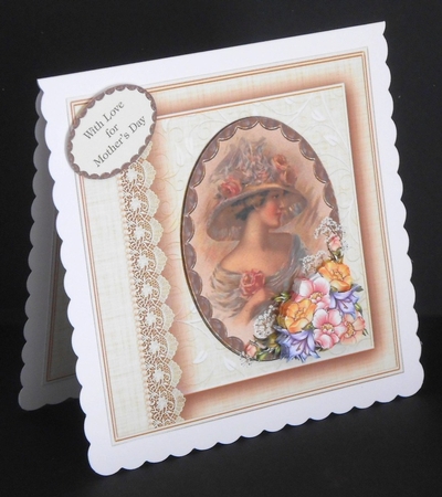 Vintage Lady Portrait 8x8 Card Front by Joan Prince
