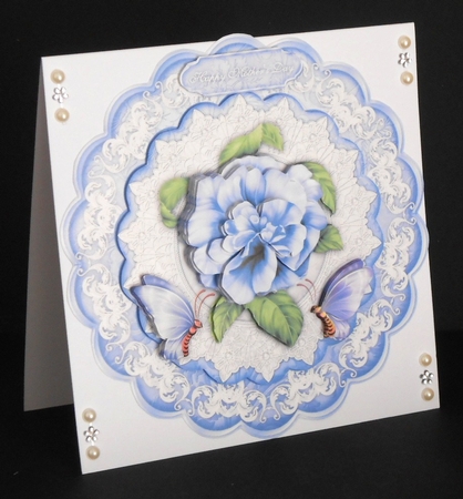 A Rose Blue Scallop Wobble Card Mini Kit by Joan Prince