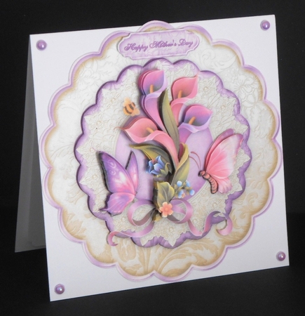 Lilies and Lace in Lilac Scallop Wobble Card Mini Kit by Joan Prince