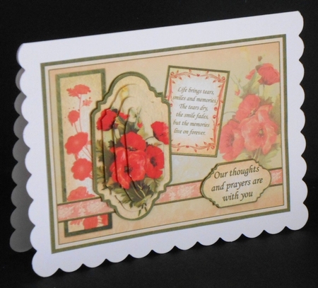 Vintage Sympathy Poppies Card Topper & Pyramage by Joan Prince