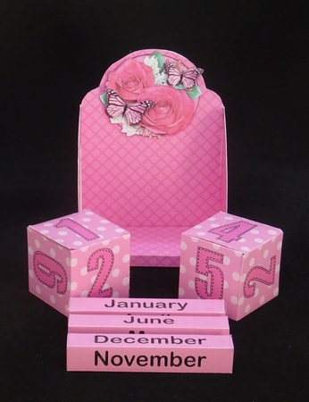 3D Roses Perpetual Calendar Desk Set 3D Decoupage by Joan Prince
