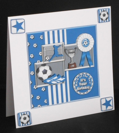 Blue 'n' White Football by Joan Prince
