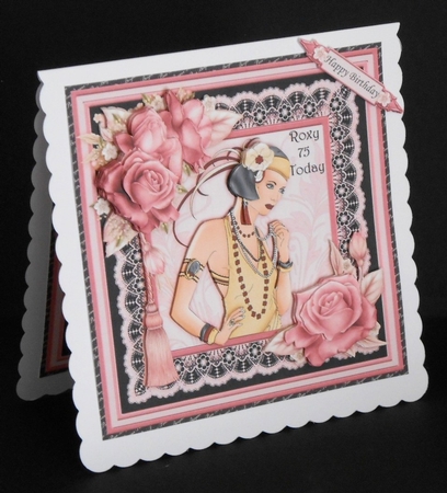 Art Deco Lady in Pink & Gold 8x8 Mini Kit & Decoupage by Joan Prince