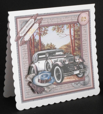 Classic Car Silver & Maroon 8x8 Mini Kit & Decoupage by Joan Prince