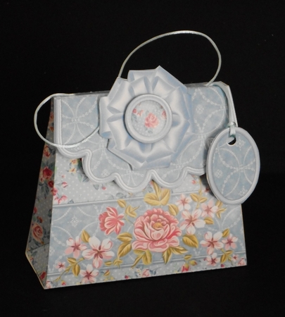 Handbag Gift Box Pink Roses on a Blue Background by Joan Prince