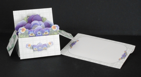 Pansies - Pop-up Box Card & Matching Envelope by Joan Prince
