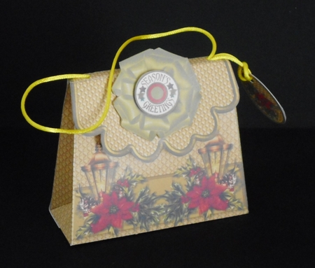 Handbag Gift Box Christmas Lanterns with Poinsettias & Holly by Joan Prince