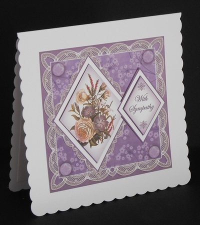 Blue Bouquet with Sympathy 7in Double Diamond Topper by Joan Prince