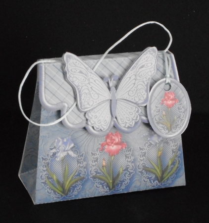Handbag Gift Box Spring Irises Cameo with Butterfly by Joan Prince