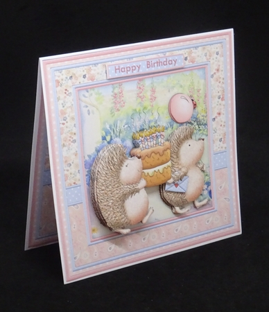Party Cake Hedgehogs 8x8 Birthday Mini Kit & Decoupage by Joan Prince