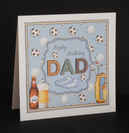 Happy Birthday Dad 8x8ins Decoupage Topper by Joan Prince