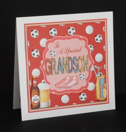 Happy Birthday Grandson Decoupage Topper 1 by Joan Prince
