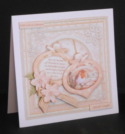 Christmas Baubles Robin in Snow 8x8 Mini Kit & Decoupage by Joan Prince