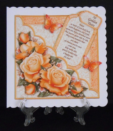 Square Scallop Pocket Golden Roses Mini Kit & Decoupage by Joan Prince