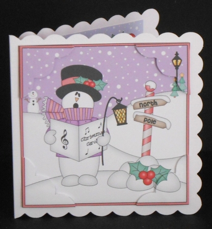 8 x 8 Christmas Carol Singing Snowman Rio Scalloped Corner by Joan Prince