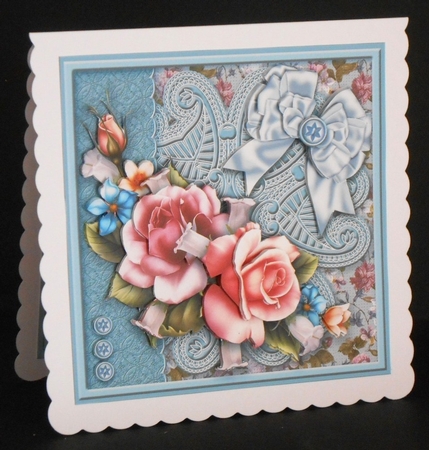 Roses and Flowers on a Lace Doily 8 x 8 Decoupage Mini Kit by Joan Prince