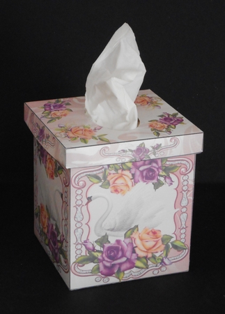 Swans & Roses Tissue Box Cover by Joan Prince