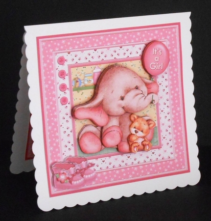 New Baby Girl Elephant 8x8 Decoupage Mini Kit Birthday Ages by Joan Prince