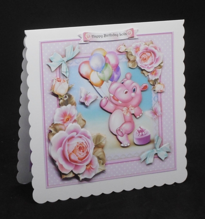 Cute Hippo with Balloons Card Mini Kit by Joan Prince