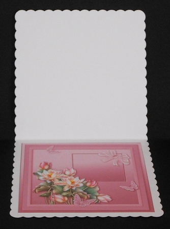Pink Lotus Flowers on a Lace Border Matching 8x8 Insert Plat by Joan Prince