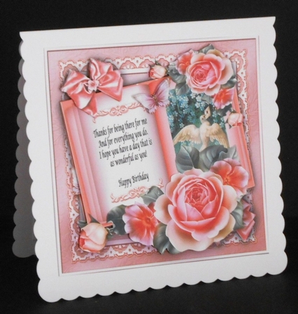 Pink Roses with Book Card Mini Kit by Joan Prince