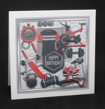 Male Fitness Equipment 8in x 8in Decoupage Mini Kit by Joan Prince