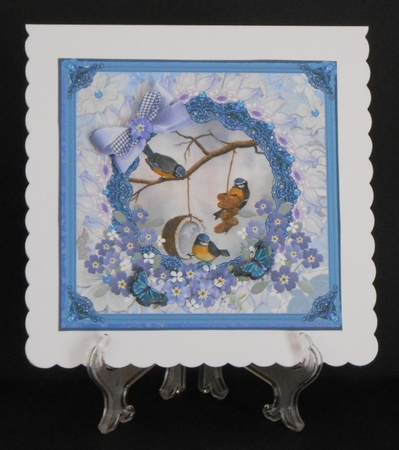 Bluetits, Butterflies and Forget Me Nots, Decoupage Topper by Joan Prince