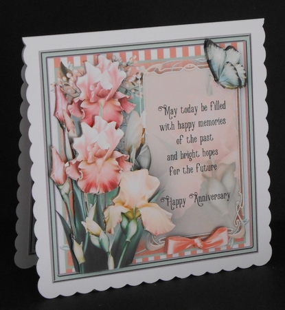 Anniversary Blush Iris Card Front Kit by Joan Prince